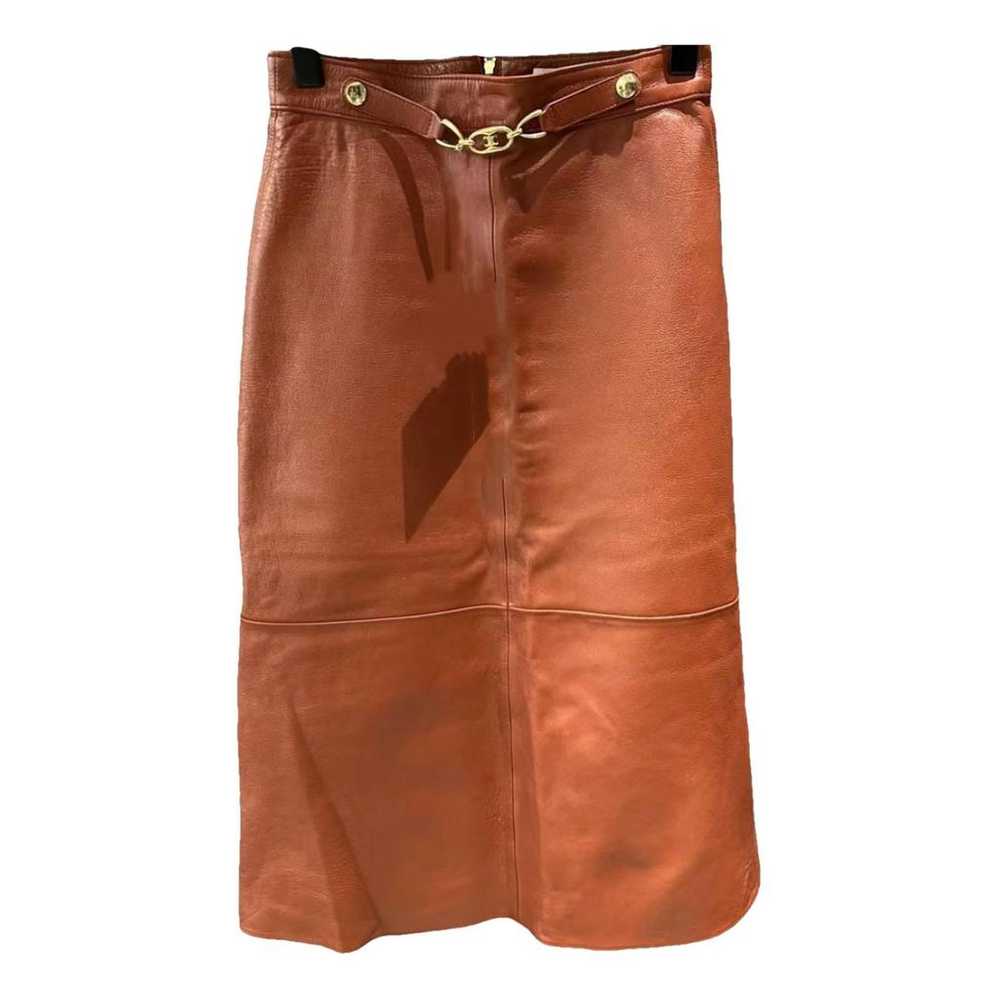 Celine Leather mid-length skirt - image 1