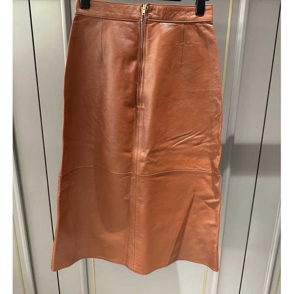 Celine Leather mid-length skirt - image 2