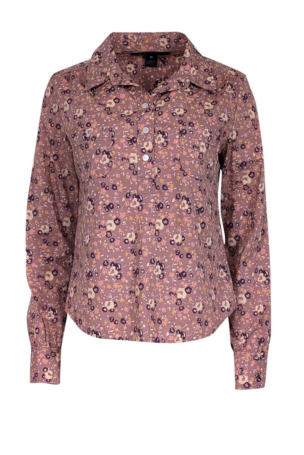 Marc Jacobs - Purple Floral Long Sleeve Collared … - image 1