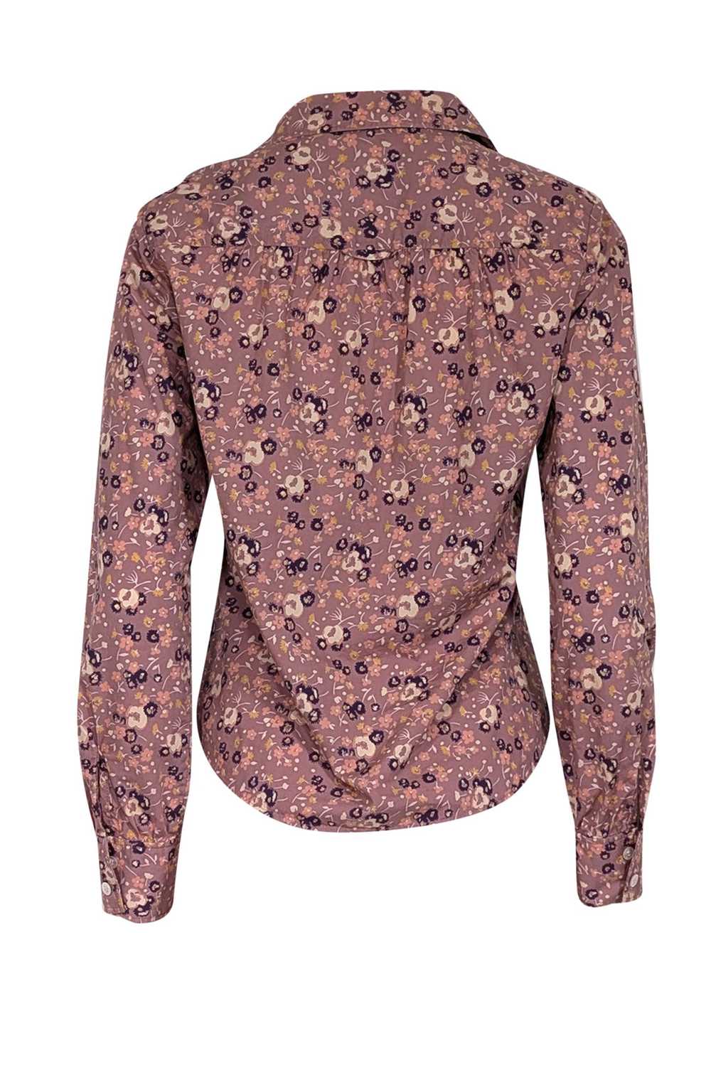 Marc Jacobs - Purple Floral Long Sleeve Collared … - image 3