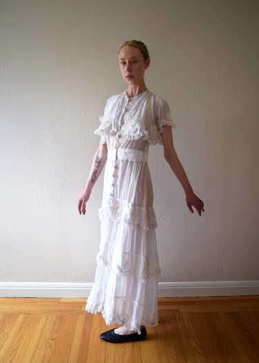 Antique Edwardian 1910s embroidered dress . size x