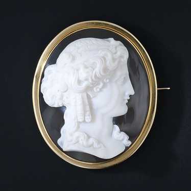 French Antique Hardstone Cameo Brooch