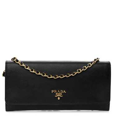 PRADA Saffiano Metal Oro Chain Wallet Black - image 1