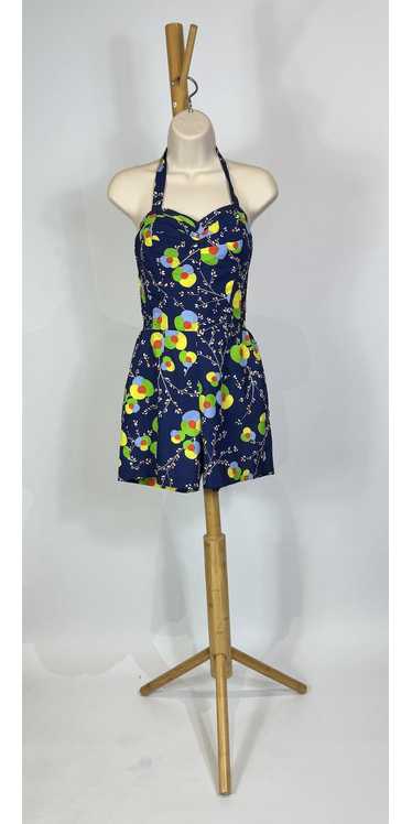 1960s - 1970s Gabar Bright Floral Print Playsuit /