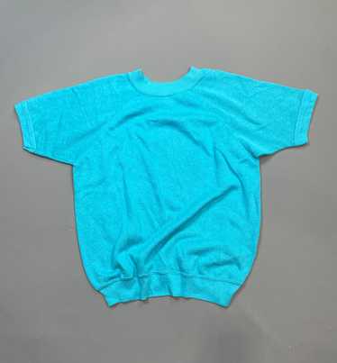 CUTE! SHORT SLEEVE TEAL RAGLAN CREWNECK SWEATSHIRT - image 1