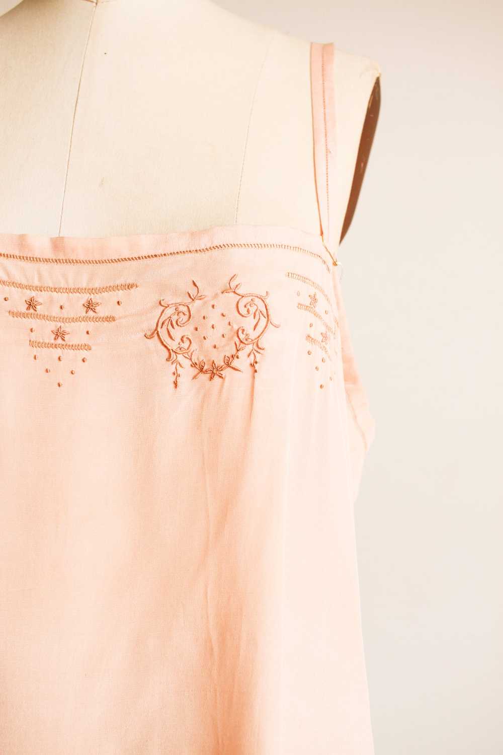 1930s Blush Silk Embroidered Chemise Step-In - image 2