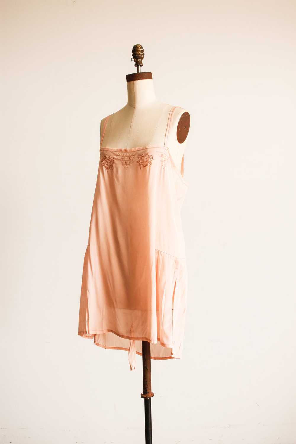 1930s Blush Silk Embroidered Chemise Step-In - image 5