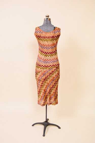 Orange Chevon Knit Dress By Missoni, M