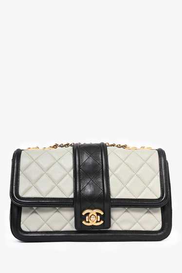 Pre-Loved Chanel™ 2014/15 Pale Blue/Black Quilted 