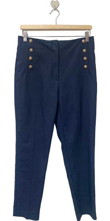 Mango Navy High-Waisted Button Detail Trousers EUR