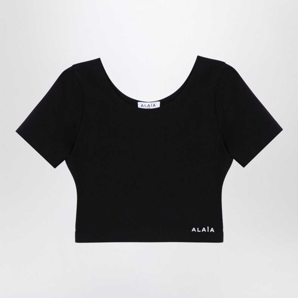 Alaia o1d2blof0724 Cropped T-Shirt With Logo in B… - image 1