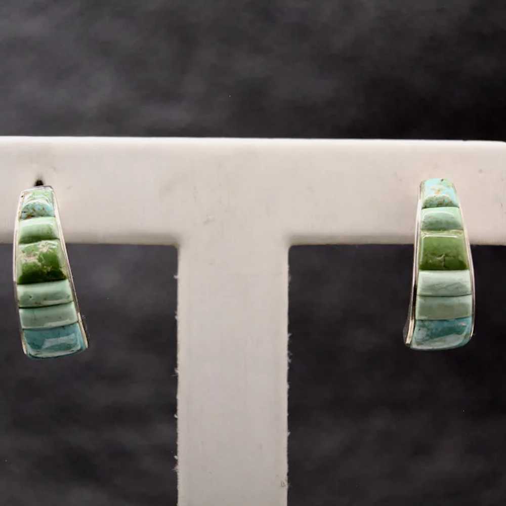 Handmade Natural Green And Blue Turquoise Sterlin… - image 2