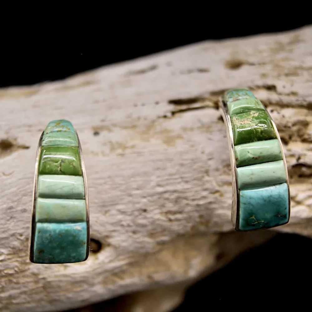 Handmade Natural Green And Blue Turquoise Sterlin… - image 3