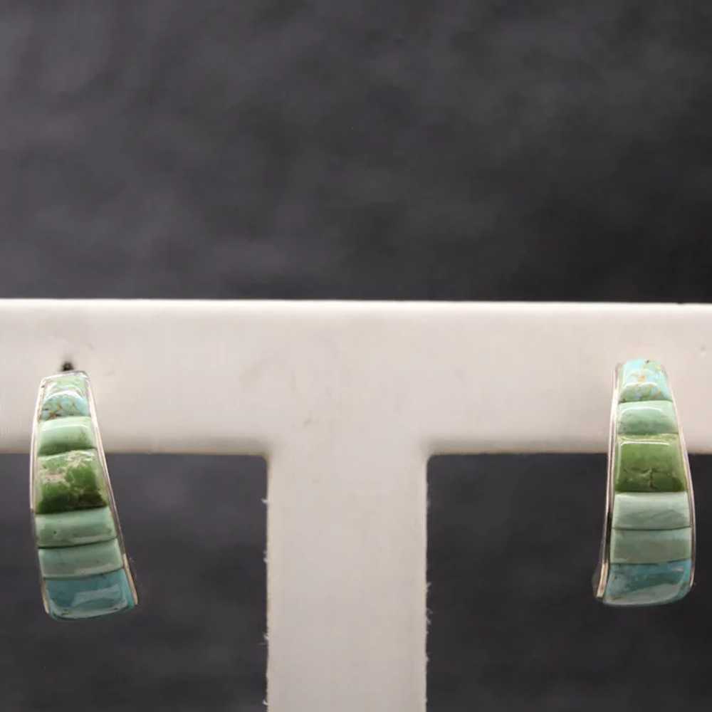 Handmade Natural Green And Blue Turquoise Sterlin… - image 6