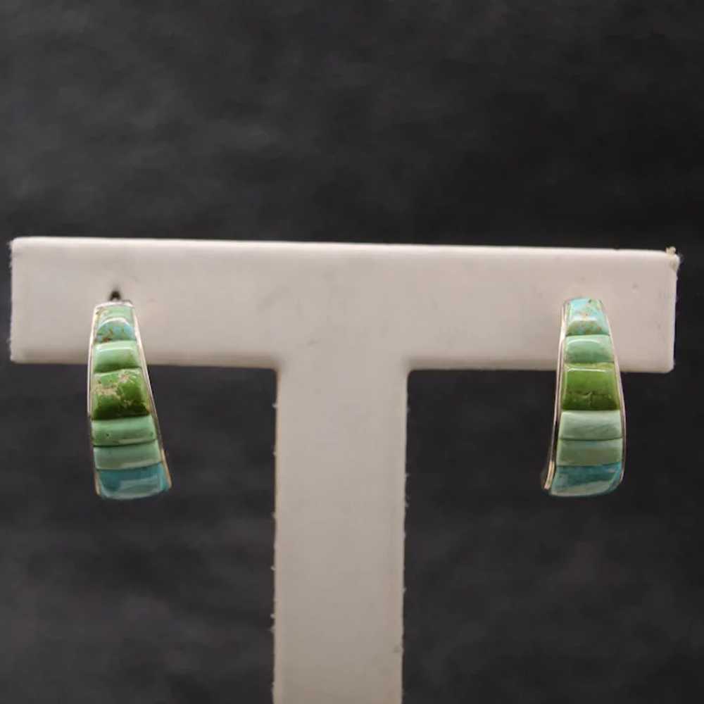 Handmade Natural Green And Blue Turquoise Sterlin… - image 7