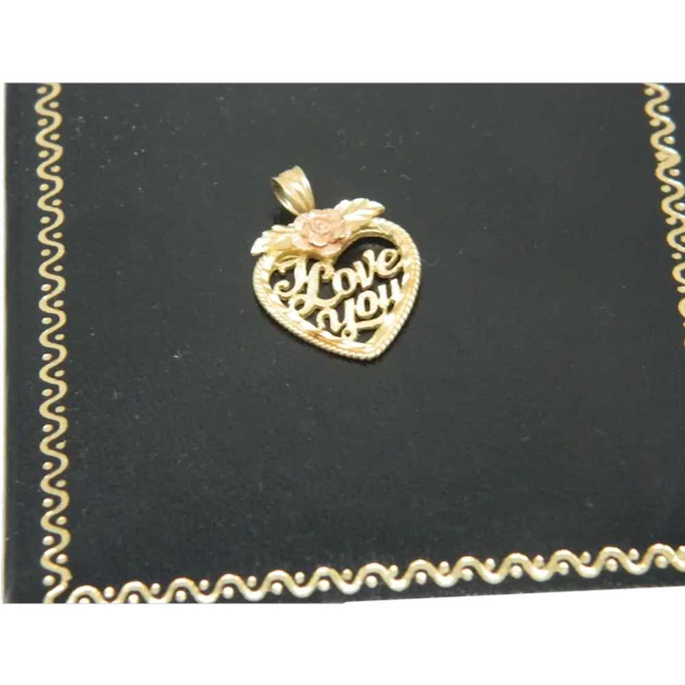 Vintage 14 K Yellow And Rose Gold Heart Pendant - image 1