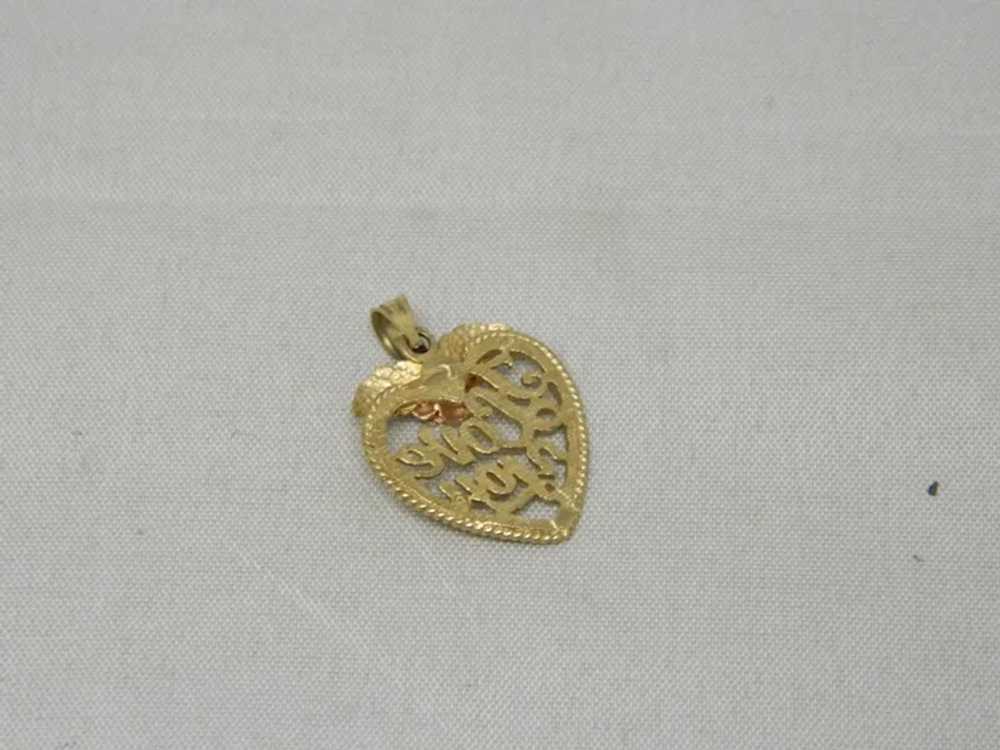 Vintage 14 K Yellow And Rose Gold Heart Pendant - image 4