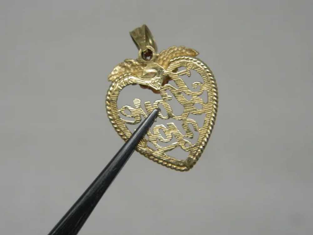 Vintage 14 K Yellow And Rose Gold Heart Pendant - image 5