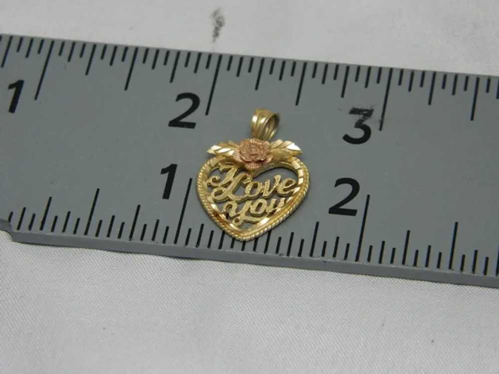 Vintage 14 K Yellow And Rose Gold Heart Pendant - image 6