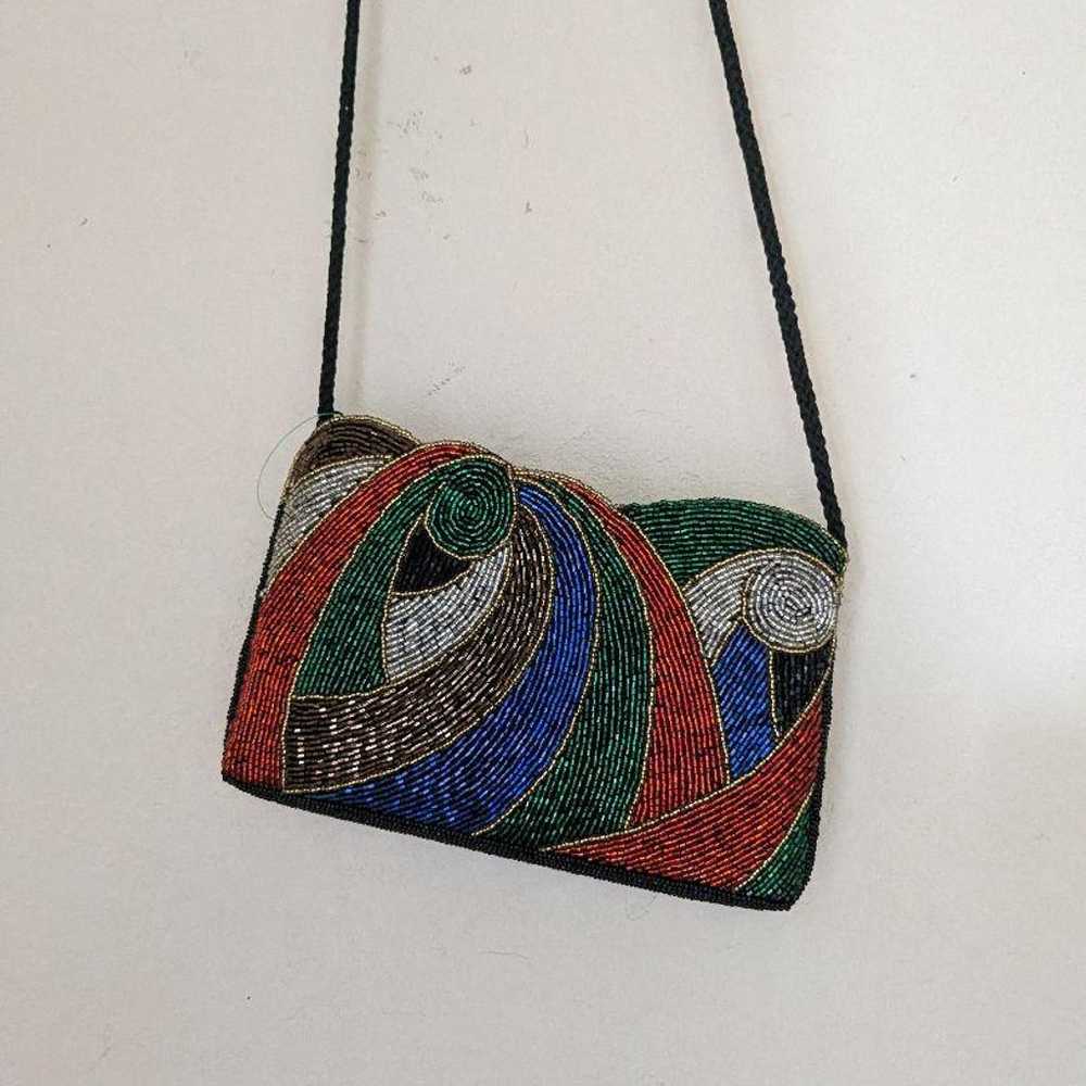 Vintage antique beads bag shoulder retro - image 1