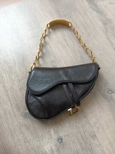 Dior Dior Vintage Galliano Mini Ostrich Saddle Go… - image 1