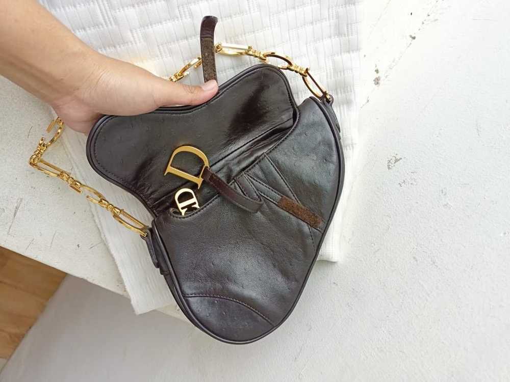 Dior Dior Vintage Galliano Mini Ostrich Saddle Go… - image 5