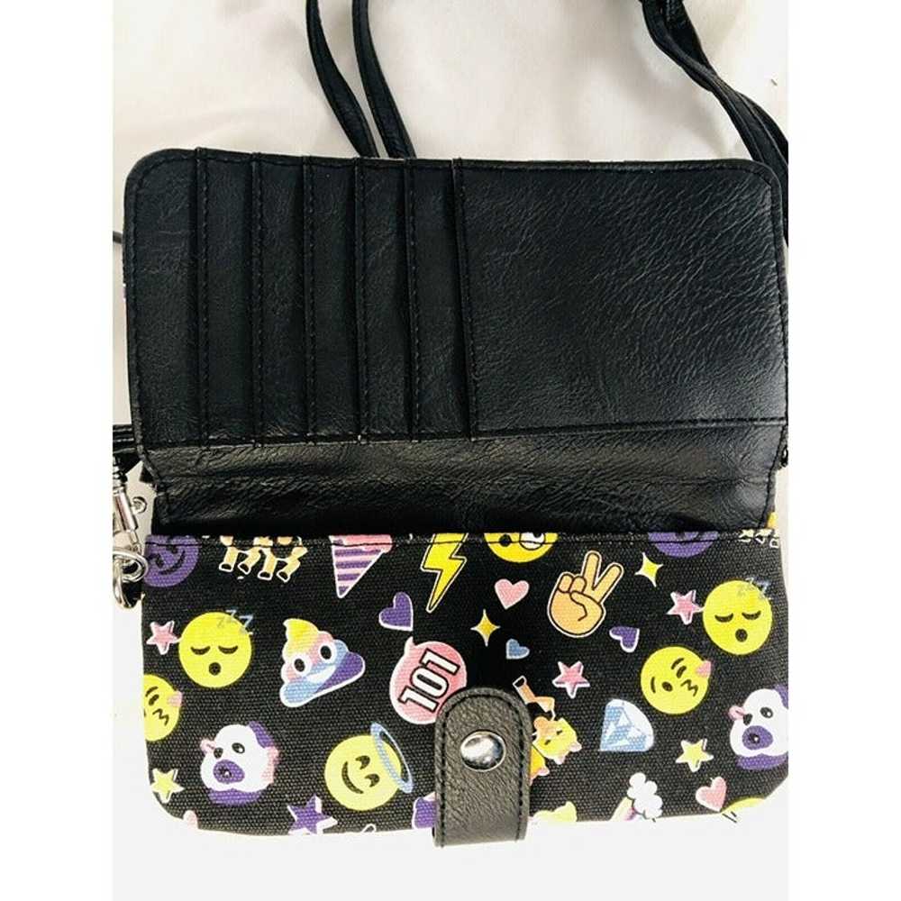 No Boundaries Emoji Crossbody Wristlet Black Purs… - image 8