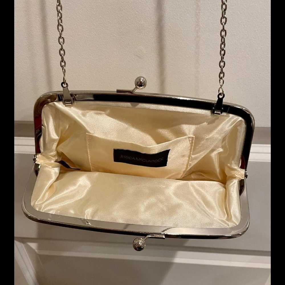 EUC Jessica McClintock HANDBAG Pale Gold Metallic… - image 3