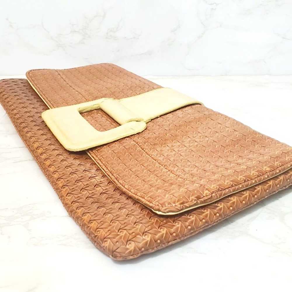 Vintage 90's Brown Embossed Faux Leather Oversize… - image 2