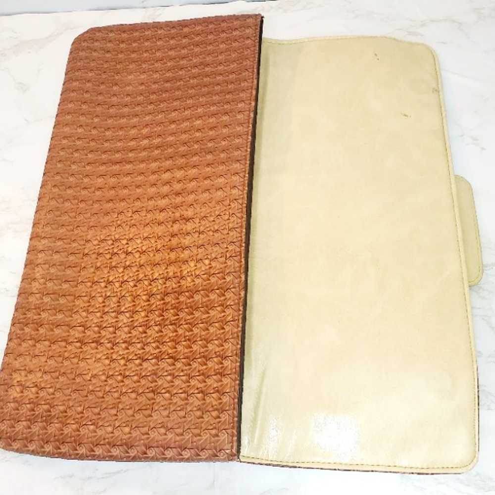 Vintage 90's Brown Embossed Faux Leather Oversize… - image 3