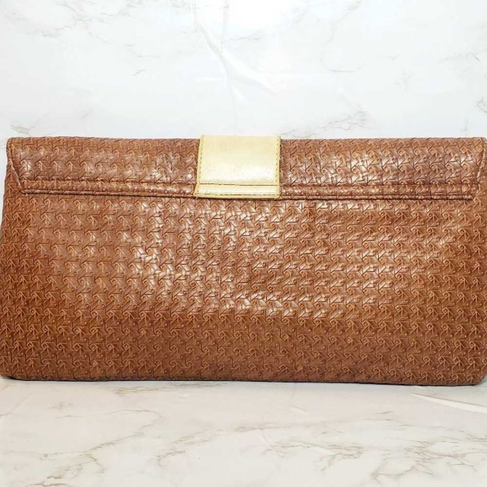 Vintage 90's Brown Embossed Faux Leather Oversize… - image 5