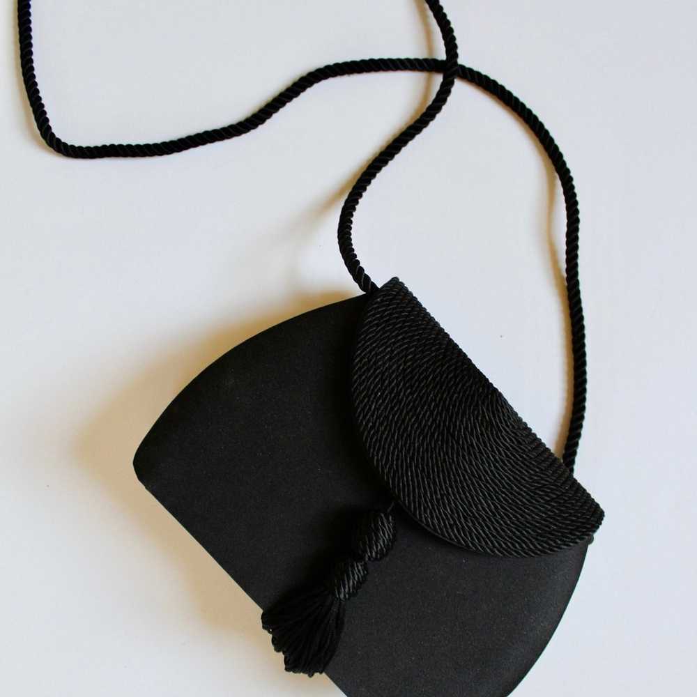 Black Satin Tassel Purse | Vintage | Vanessa Pari… - image 2