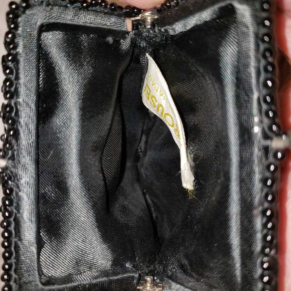 VINTAGE CAROUSEL BLACK SATIN BEADED CHANGE PURSE,… - image 10