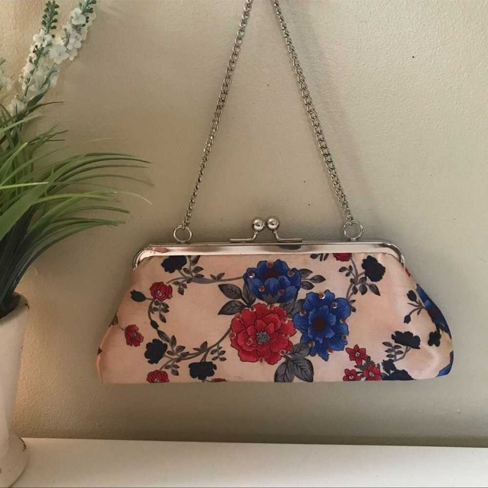 Chateau .Vintage Beige  Flowered Clutch - image 1