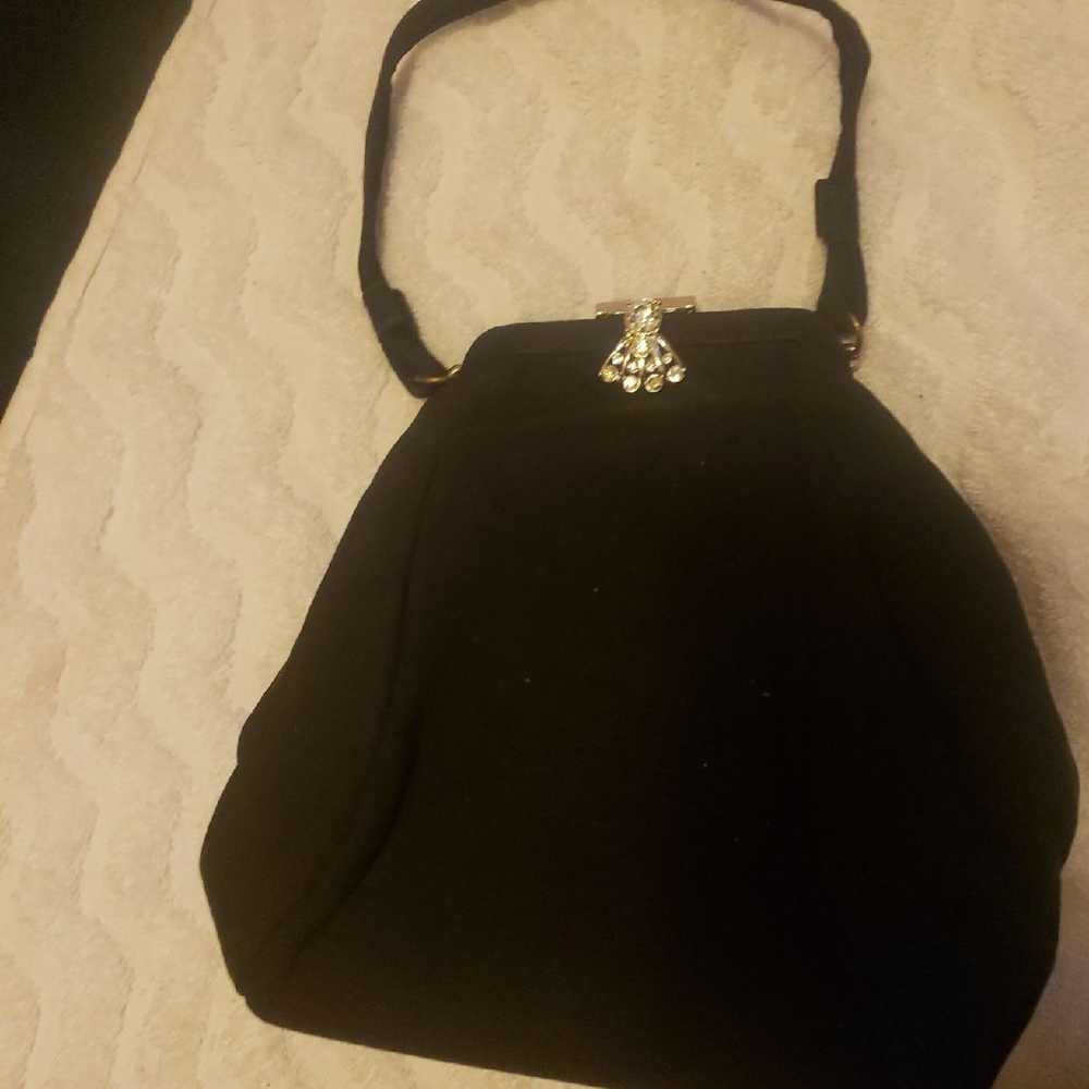 Vintage rhinestone kiss lock purse - image 1