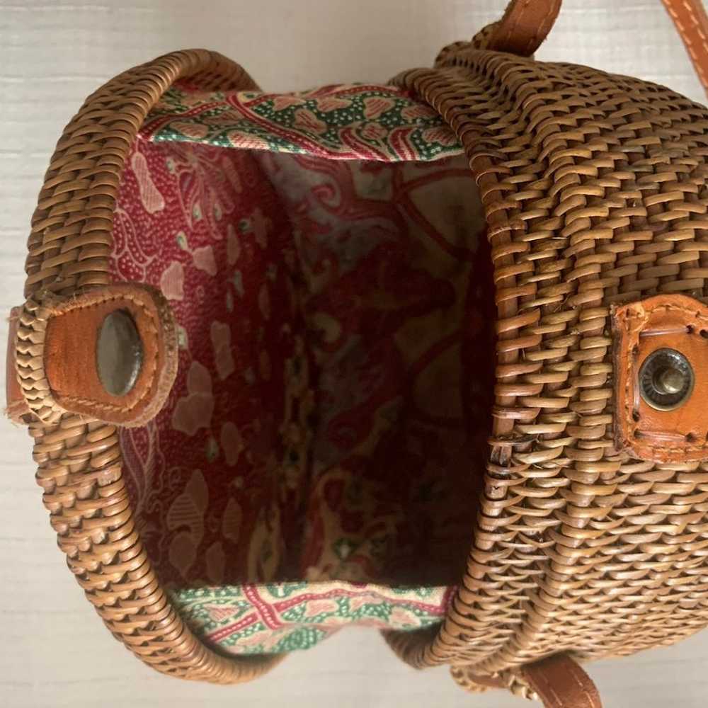 Handwoven Rattan Round Shoulder Purse - image 2