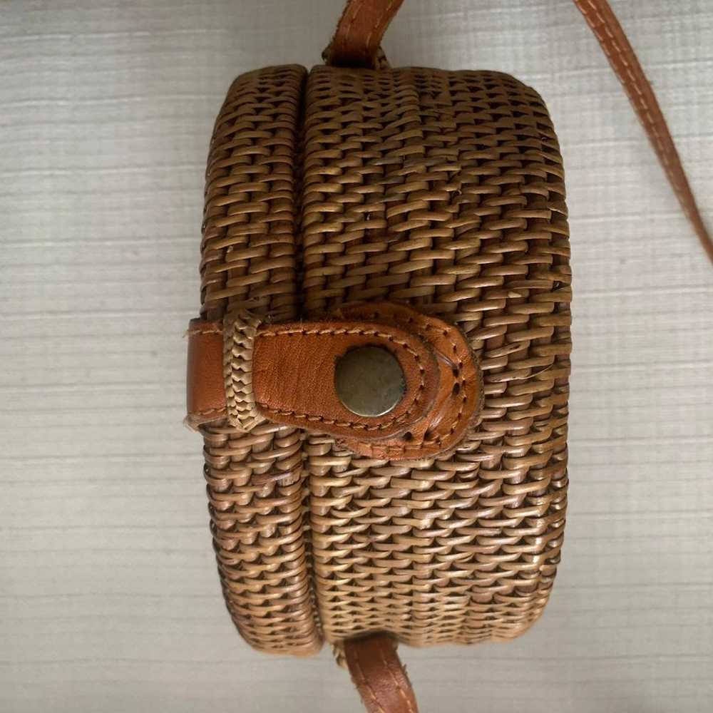 Handwoven Rattan Round Shoulder Purse - image 3