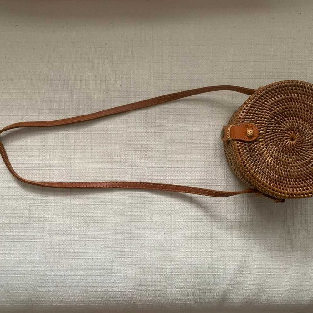 Handwoven Rattan Round Shoulder Purse - image 5