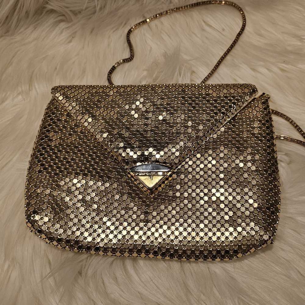 Vintage Gold Metal Mesh Hanbag - image 1