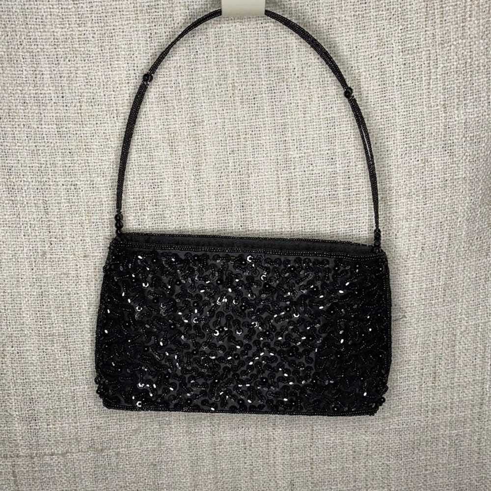 Vintage hand beaded evening bag purse - image 1