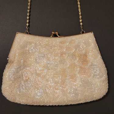 Vintage Cream  Beaded Embellished Purse - image 1