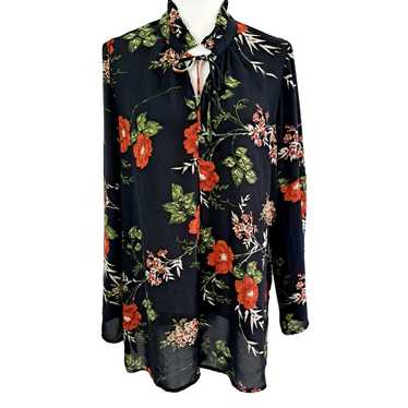 Fever Floral Print Lightweight Trumpet Sleeve Tun… - image 1