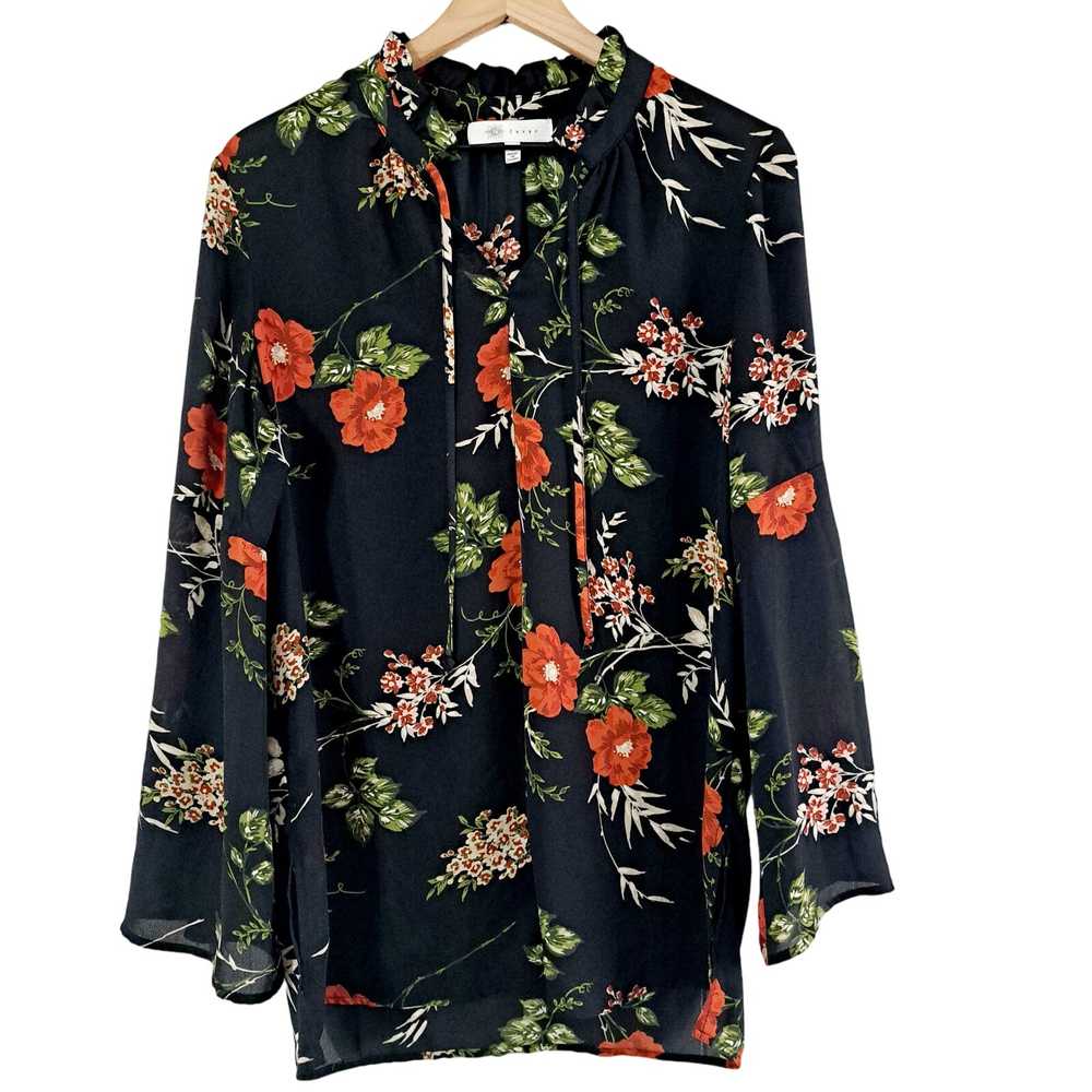 Fever Floral Print Lightweight Trumpet Sleeve Tun… - image 2