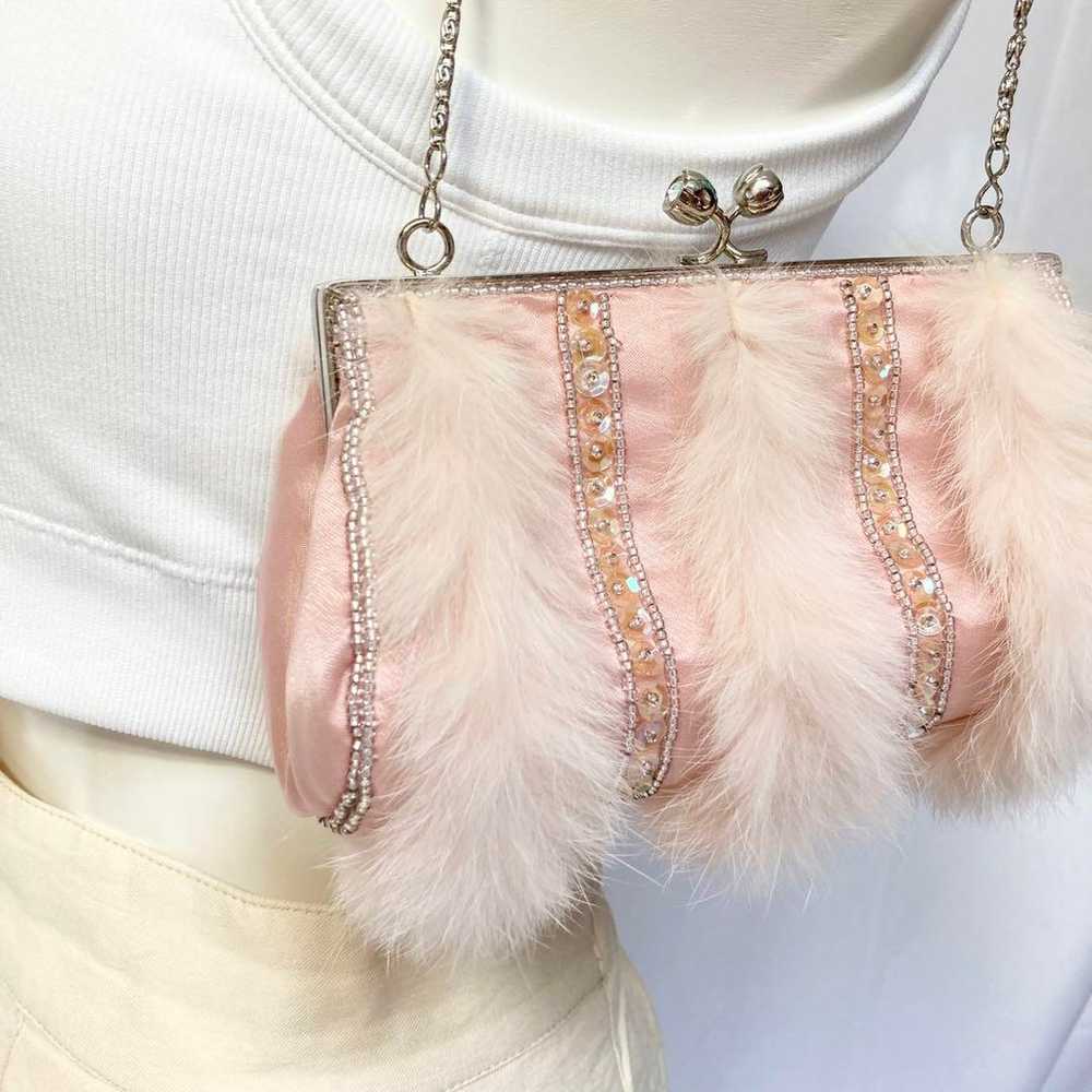 Party bag with fur, pink beads, sequins, and a cl… - image 3