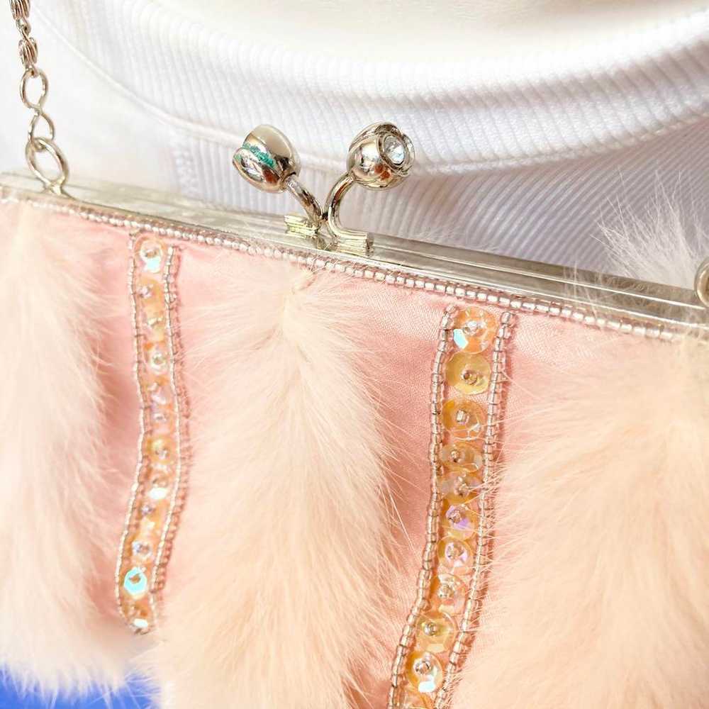 Party bag with fur, pink beads, sequins, and a cl… - image 5