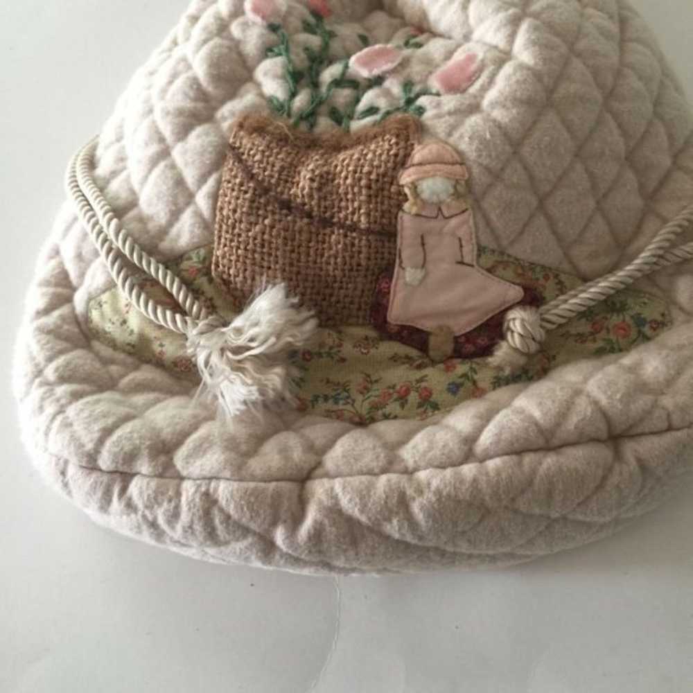 Victorian Drawstring Purse with girl sitting by fl - image 2