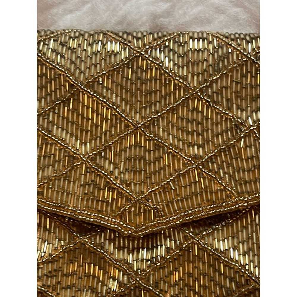 Vintage La Regale Gold Beaded Purse Handbag with … - image 2