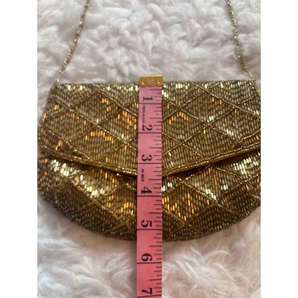 Vintage La Regale Gold Beaded Purse Handbag with … - image 8