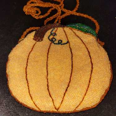 J&X NY SEED BEAD PUMPKIN PETITE PURSE - image 1