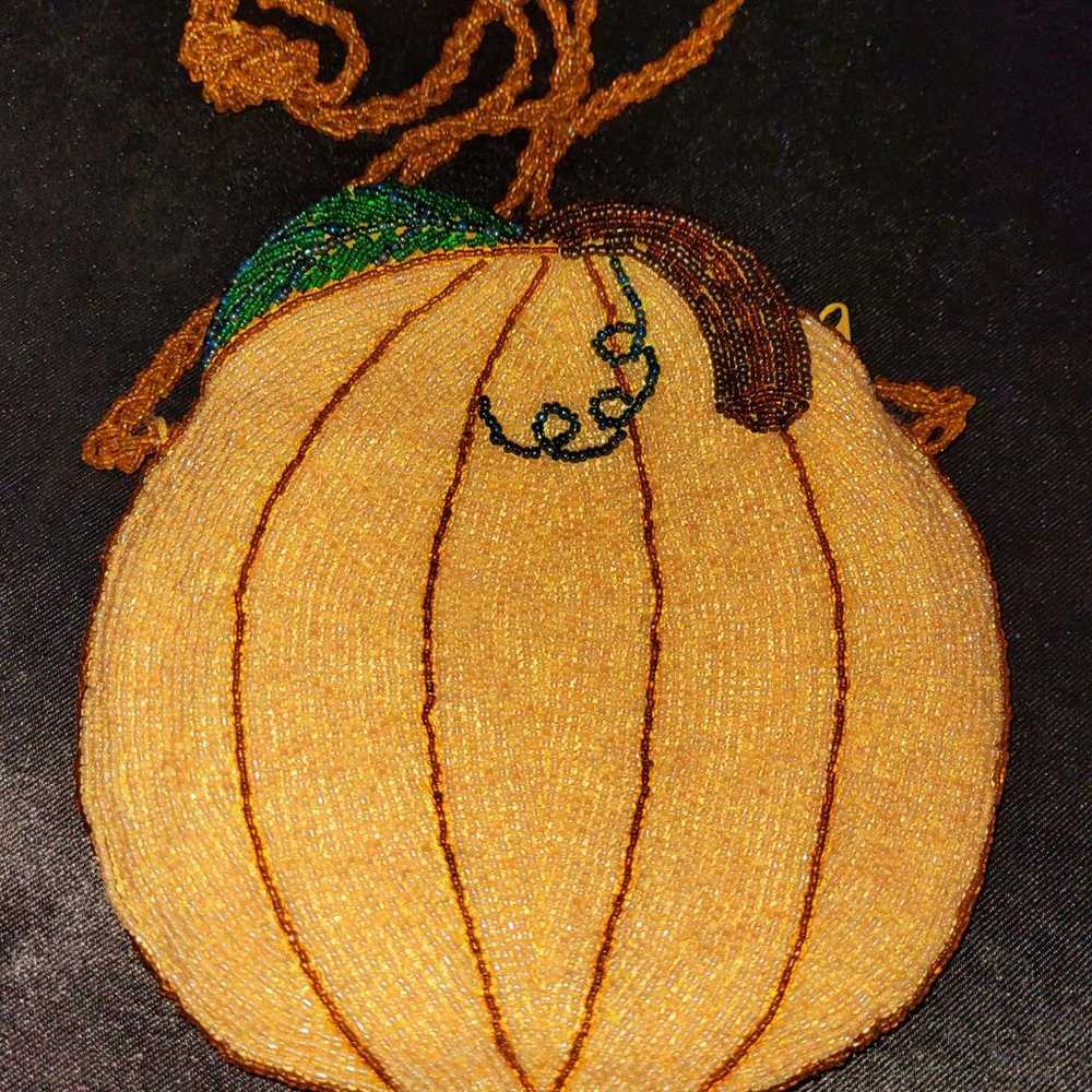 J&X NY SEED BEAD PUMPKIN PETITE PURSE - image 2